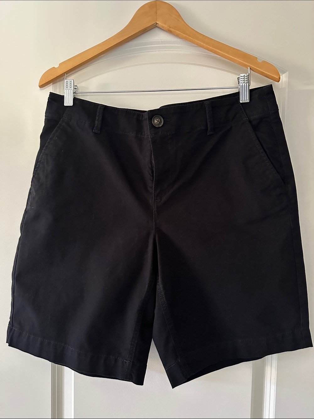 LOFT Black Chino Shorts with Button Waist